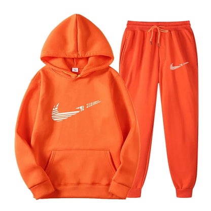 Men Tracksuit Set – Hooded Sweatshirt & Drawstring Pants | Autumn Running Sportswear - ZOOMNSTORE