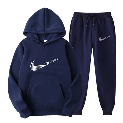 Men Tracksuit Set – Hooded Sweatshirt & Drawstring Pants | Autumn Running Sportswear - ZOOMNSTORE