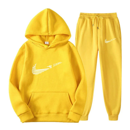 Men Tracksuit Set – Hooded Sweatshirt & Drawstring Pants | Autumn Running Sportswear - ZOOMNSTORE