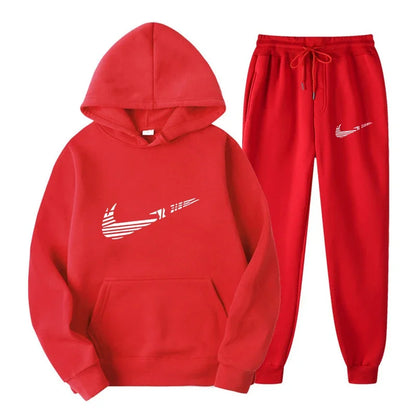 Men Tracksuit Set – Hooded Sweatshirt & Drawstring Pants | Autumn Running Sportswear - ZOOMNSTORE