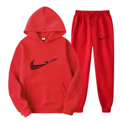 Men Tracksuit Set – Hooded Sweatshirt & Drawstring Pants | Autumn Running Sportswear - ZOOMNSTORE