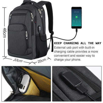 Ergonomic Black Backpack - Large Capacity Waterproof Travel Bag for Men - ZOOMNSTORE