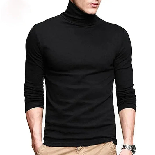 Men Turtleneck Shirt - Slim Fit Long Sleeve Tee | Breathable Stretchable Cotton Top - ZOOMNSTORE