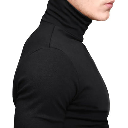 Men Turtleneck Shirt - Slim Fit Long Sleeve Tee | Breathable Stretchable Cotton Top - ZOOMNSTORE