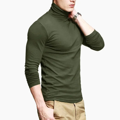 Men Turtleneck Shirt - Slim Fit Long Sleeve Tee | Breathable Stretchable Cotton Top - ZOOMNSTORE