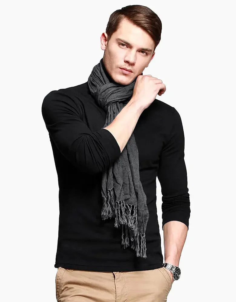 Men Turtleneck Shirt - Slim Fit Long Sleeve Tee | Breathable Stretchable Cotton Top - ZOOMNSTORE