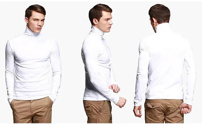 Men Turtleneck Shirt - Slim Fit Long Sleeve Tee | Breathable Stretchable Cotton Top - ZOOMNSTORE