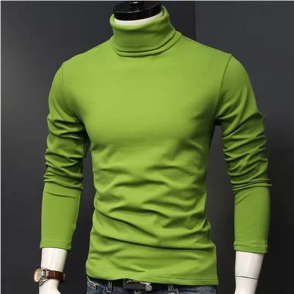 Men Turtleneck Shirt - Slim Fit Long Sleeve Tee | Breathable Stretchable Cotton Top - ZOOMNSTORE