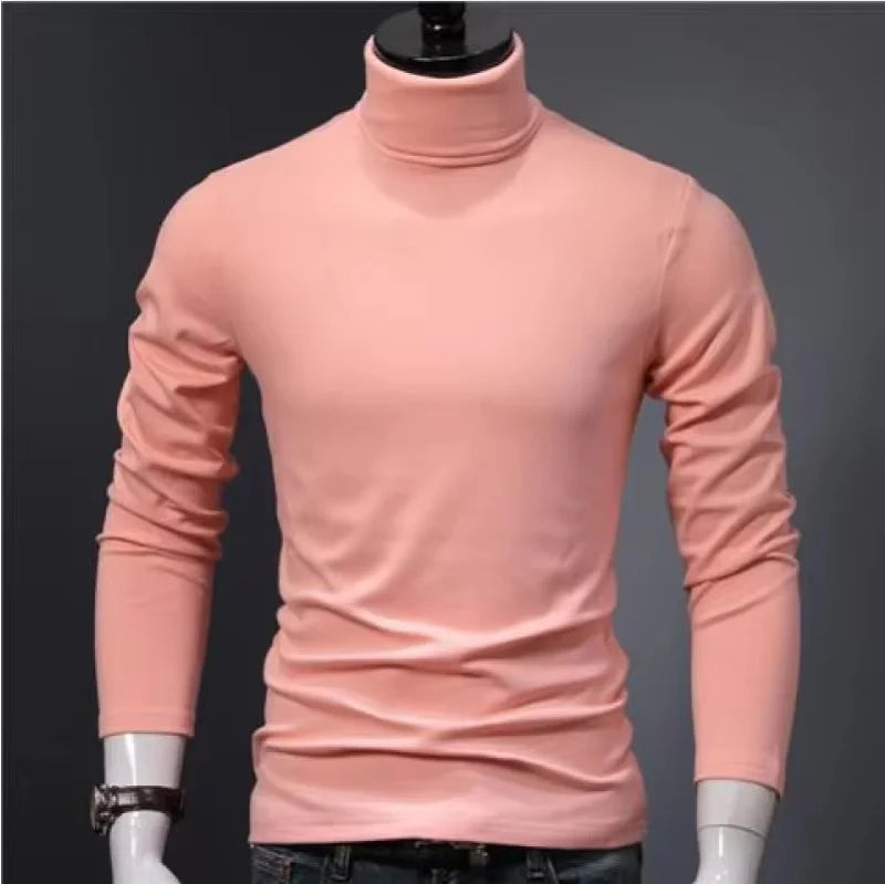 Men Turtleneck Shirt - Slim Fit Long Sleeve Tee | Breathable Stretchable Cotton Top - ZOOMNSTORE