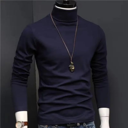Men Turtleneck Shirt - Slim Fit Long Sleeve Tee | Breathable Stretchable Cotton Top - ZOOMNSTORE