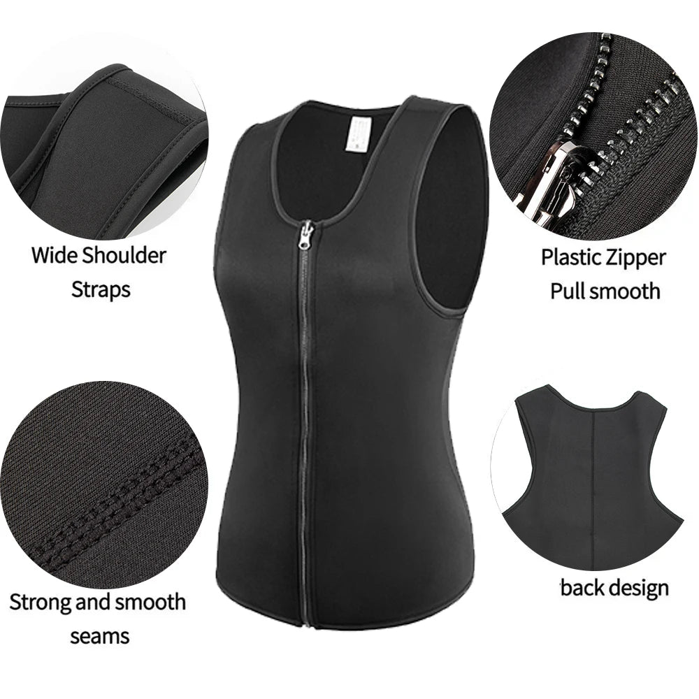 Men Waist Trainer | Tummy Control Vest - Fitness Corset Zip Sauna Tank Top - ZOOMNSTORE
