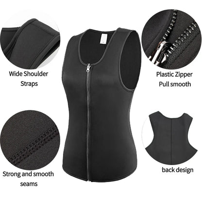 Men Waist Trainer | Tummy Control Vest - Fitness Corset Zip Sauna Tank Top - ZOOMNSTORE