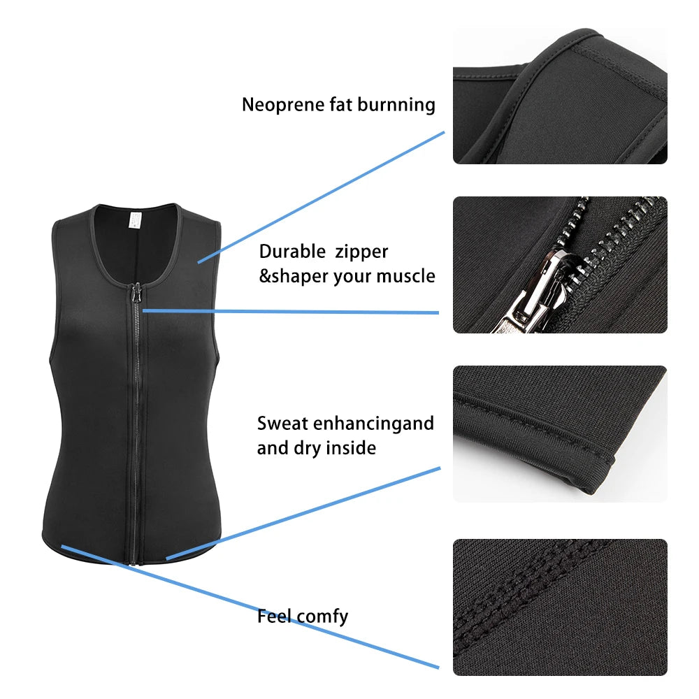 Men Waist Trainer | Tummy Control Vest - Fitness Corset Zip Sauna Tank Top - ZOOMNSTORE