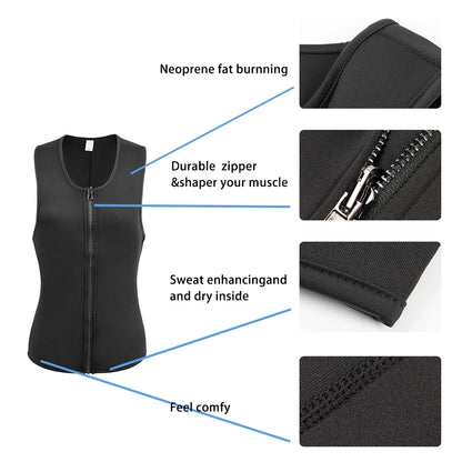 Men Waist Trainer | Tummy Control Vest - Fitness Corset Zip Sauna Tank Top - ZOOMNSTORE