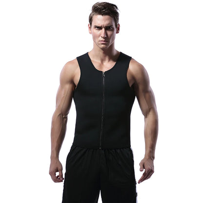 Men Waist Trainer | Tummy Control Vest - Fitness Corset Zip Sauna Tank Top - ZOOMNSTORE
