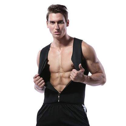 Men Waist Trainer | Tummy Control Vest - Fitness Corset Zip Sauna Tank Top - ZOOMNSTORE