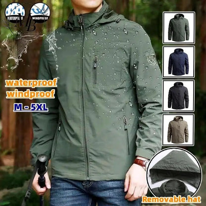 Plus Size Mens Waterproof Outdoor Jacket - Breathable Windbreaker Rain Coat for Fishing  Camping - ZOOMNSTORE