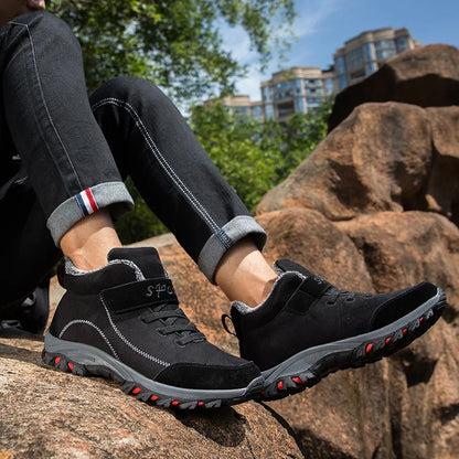 Waterproof Winter Men Boots Suede Warm Snow Outdoor Sneakers Boots Men Work Casual Shoes High-top Non-slip Ankle Boots - ZOOMNSTORE