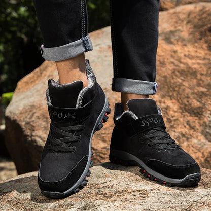 Waterproof Winter Men Boots Suede Warm Snow Outdoor Sneakers Boots Men Work Casual Shoes High-top Non-slip Ankle Boots - ZOOMNSTORE