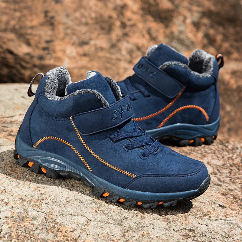 Waterproof Winter Men Boots Suede Warm Snow Outdoor Sneakers Boots Men Work Casual Shoes High-top Non-slip Ankle Boots - ZOOMNSTORE