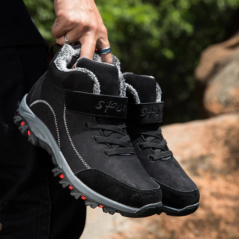 Waterproof Winter Men Boots Suede Warm Snow Outdoor Sneakers Boots Men Work Casual Shoes High-top Non-slip Ankle Boots - ZOOMNSTORE