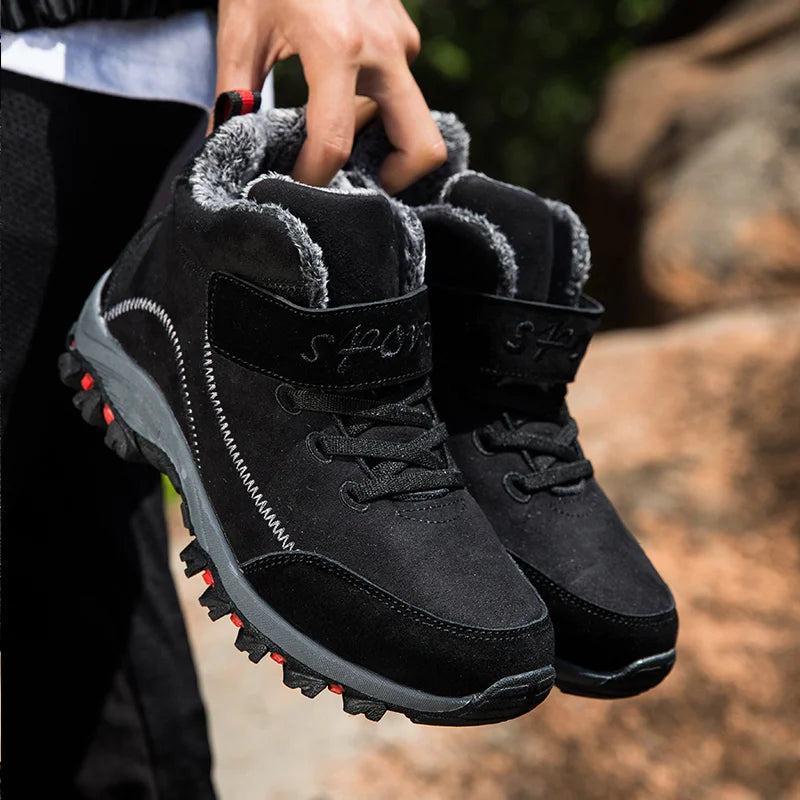 Waterproof Winter Men Boots Suede Warm Snow Outdoor Sneakers Boots Men Work Casual Shoes High-top Non-slip Ankle Boots - ZOOMNSTORE