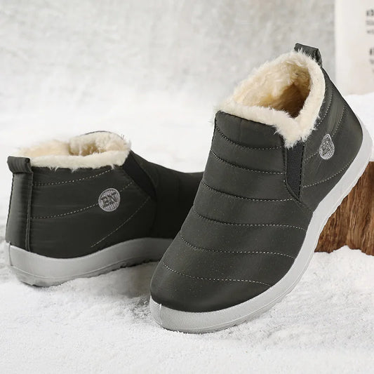 Men Winter Boots – Waterproof Ankle Snow Boots With Plush Lining & Low Heel - ZOOMNSTORE
