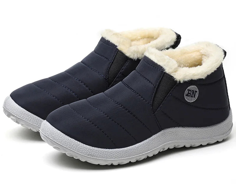 Men Winter Boots – Waterproof Ankle Snow Boots With Plush Lining & Low Heel - ZOOMNSTORE