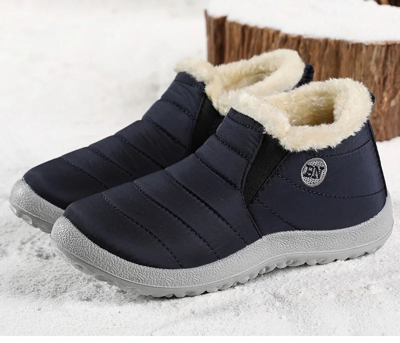 Men Winter Boots – Waterproof Ankle Snow Boots With Plush Lining & Low Heel - ZOOMNSTORE