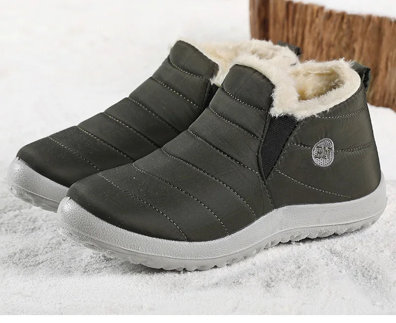 Men Winter Boots – Waterproof Ankle Snow Boots With Plush Lining & Low Heel - ZOOMNSTORE