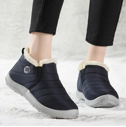Men Winter Boots – Waterproof Ankle Snow Boots With Plush Lining & Low Heel - ZOOMNSTORE