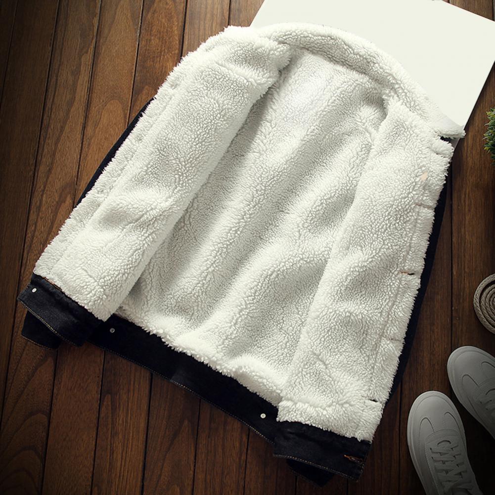 Men Winter Autumn Jacket Denim Inner Fleece Thicken Winter Jeans Jacket Coat Men's Turn-down Velvet Jacket Mens Fur Parkas - ZOOMNSTORE