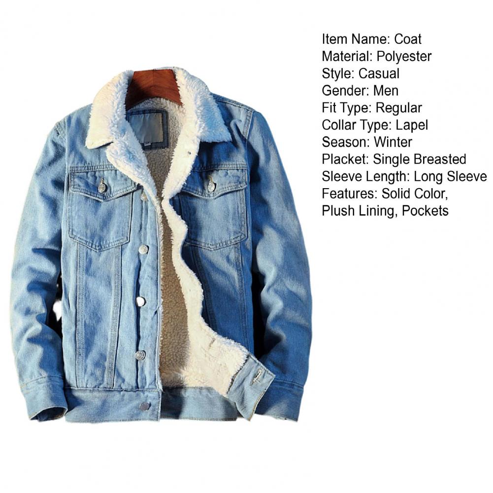 Men Winter Autumn Jacket Denim Inner Fleece Thicken Winter Jeans Jacket Coat Men's Turn-down Velvet Jacket Mens Fur Parkas - ZOOMNSTORE