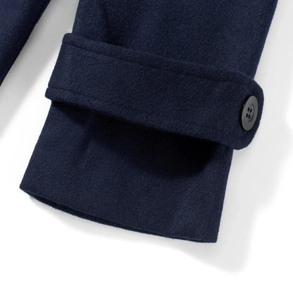 Men Winter Duffle Coat – Classic Toggle Wool Blend Hooded Outerwear Navy Blue - ZOOMNSTORE