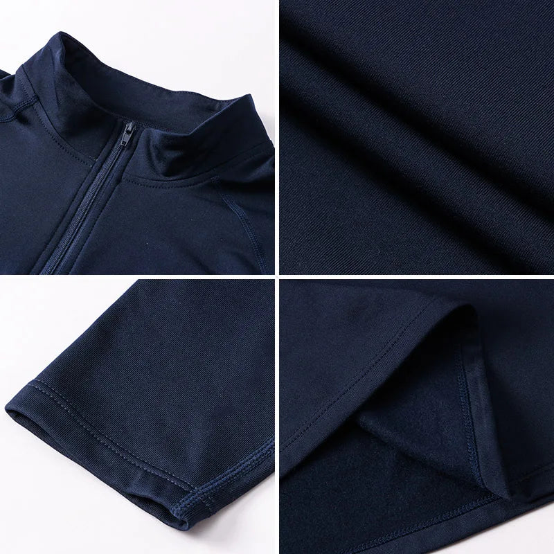 Custom Logo Mens Winter Fleece Long Sleeve Sportswear - Gym Running Compression Sweatshirt - ZOOMNSTORE