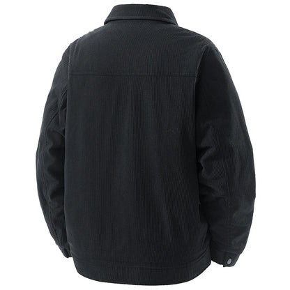 Men Winter Jacket - Thick Warm Casual Coat With Striped Fleece & Turn Down Collar - ZOOMNSTORE