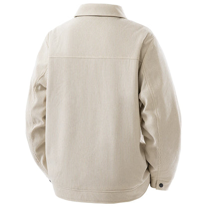 Men Winter Jacket - Thick Warm Casual Coat With Striped Fleece & Turn Down Collar - ZOOMNSTORE