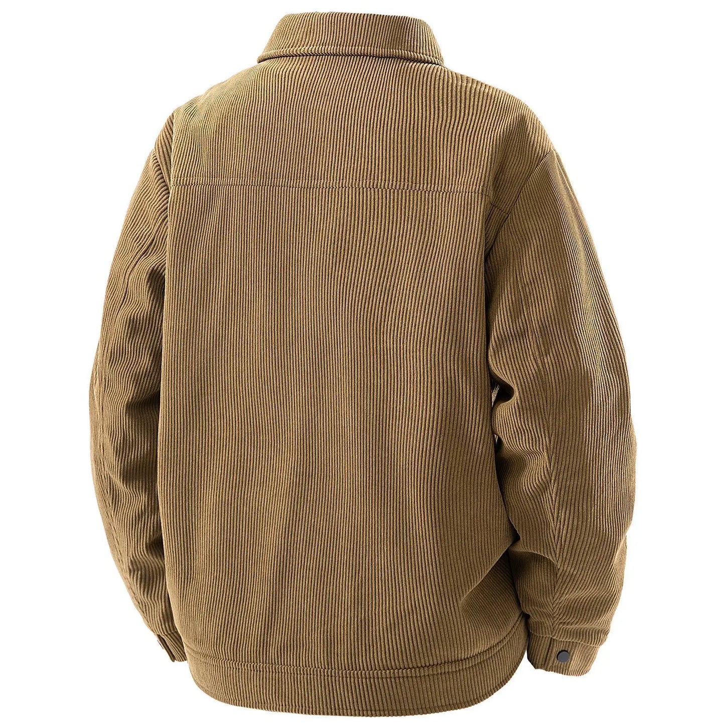 Men Winter Jacket - Thick Warm Casual Coat With Striped Fleece & Turn Down Collar - ZOOMNSTORE