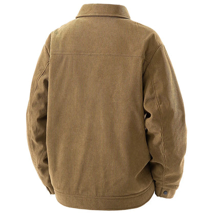 Men Winter Jacket - Thick Warm Casual Coat With Striped Fleece & Turn Down Collar - ZOOMNSTORE