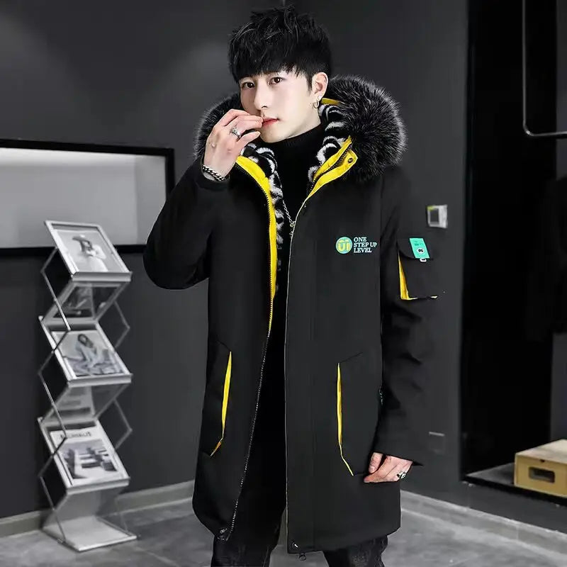 Men Winter Jacket – Thick Warm Parka Coat With Zipper Closure And Hooded Design - ZOOMNSTORE
