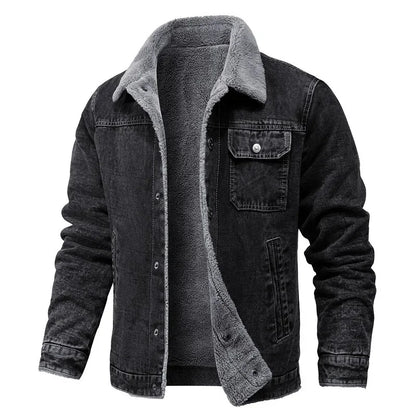 Men Winter Black Denim Jackets Fleece Warm Coats Good Quality Male Casual Winter Jackets Outwear Casual Coats Winter Clothes 4XL - ZOOMNSTORE