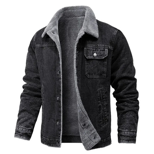 Men Winter Black Denim Jackets Fleece Warm Coats Good Quality Male Casual Winter Jackets Outwear Casual Coats Winter Clothes 4XL - ZOOMNSTORE