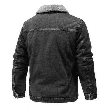 Men Winter Black Denim Jackets Fleece Warm Coats Good Quality Male Casual Winter Jackets Outwear Casual Coats Winter Clothes 4XL - ZOOMNSTORE