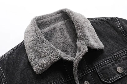 Men Winter Black Denim Jackets Fleece Warm Coats Good Quality Male Casual Winter Jackets Outwear Casual Coats Winter Clothes 4XL - ZOOMNSTORE