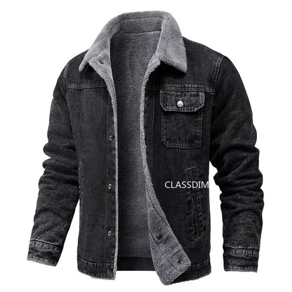 Men Winter Black Denim Jackets Fleece Warm Coats Good Quality Male Casual Winter Jackets Outwear Casual Coats Winter Clothes 4XL - ZOOMNSTORE