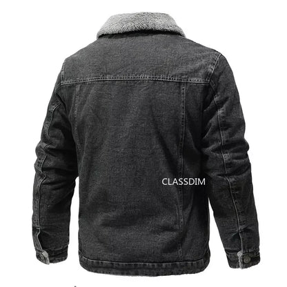 Men Winter Black Denim Jackets Fleece Warm Coats Good Quality Male Casual Winter Jackets Outwear Casual Coats Winter Clothes 4XL - ZOOMNSTORE