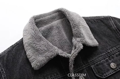 Men Winter Black Denim Jackets Fleece Warm Coats Good Quality Male Casual Winter Jackets Outwear Casual Coats Winter Clothes 4XL - ZOOMNSTORE