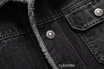 Men Winter Black Denim Jackets Fleece Warm Coats Good Quality Male Casual Winter Jackets Outwear Casual Coats Winter Clothes 4XL - ZOOMNSTORE