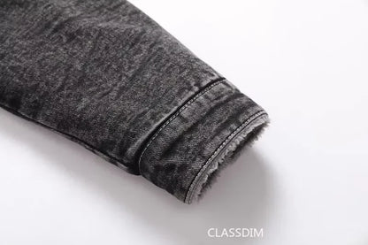 Men Winter Black Denim Jackets Fleece Warm Coats Good Quality Male Casual Winter Jackets Outwear Casual Coats Winter Clothes 4XL - ZOOMNSTORE