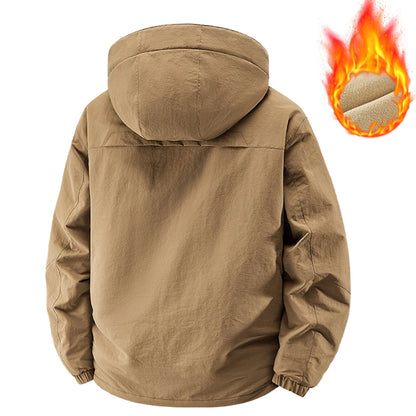 Men Winter Parka - Quilted Waterproof Jacket With Detachable Hood & Warm Fleece Lining - ZOOMNSTORE